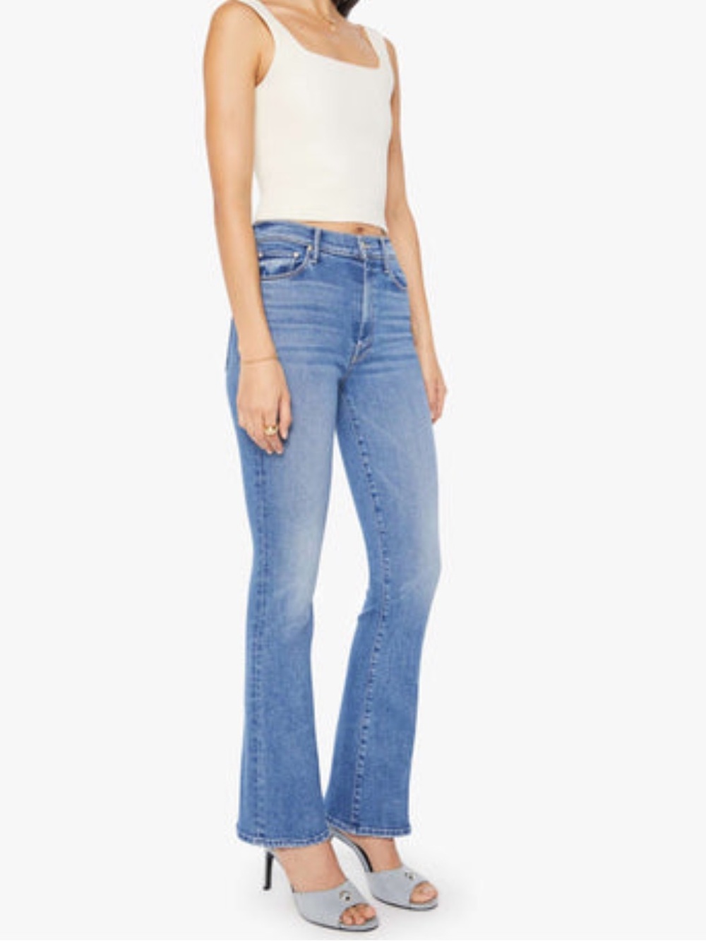 MOTHER High Waisted Weekender Skimp: We the Animals wash Flare Jeans